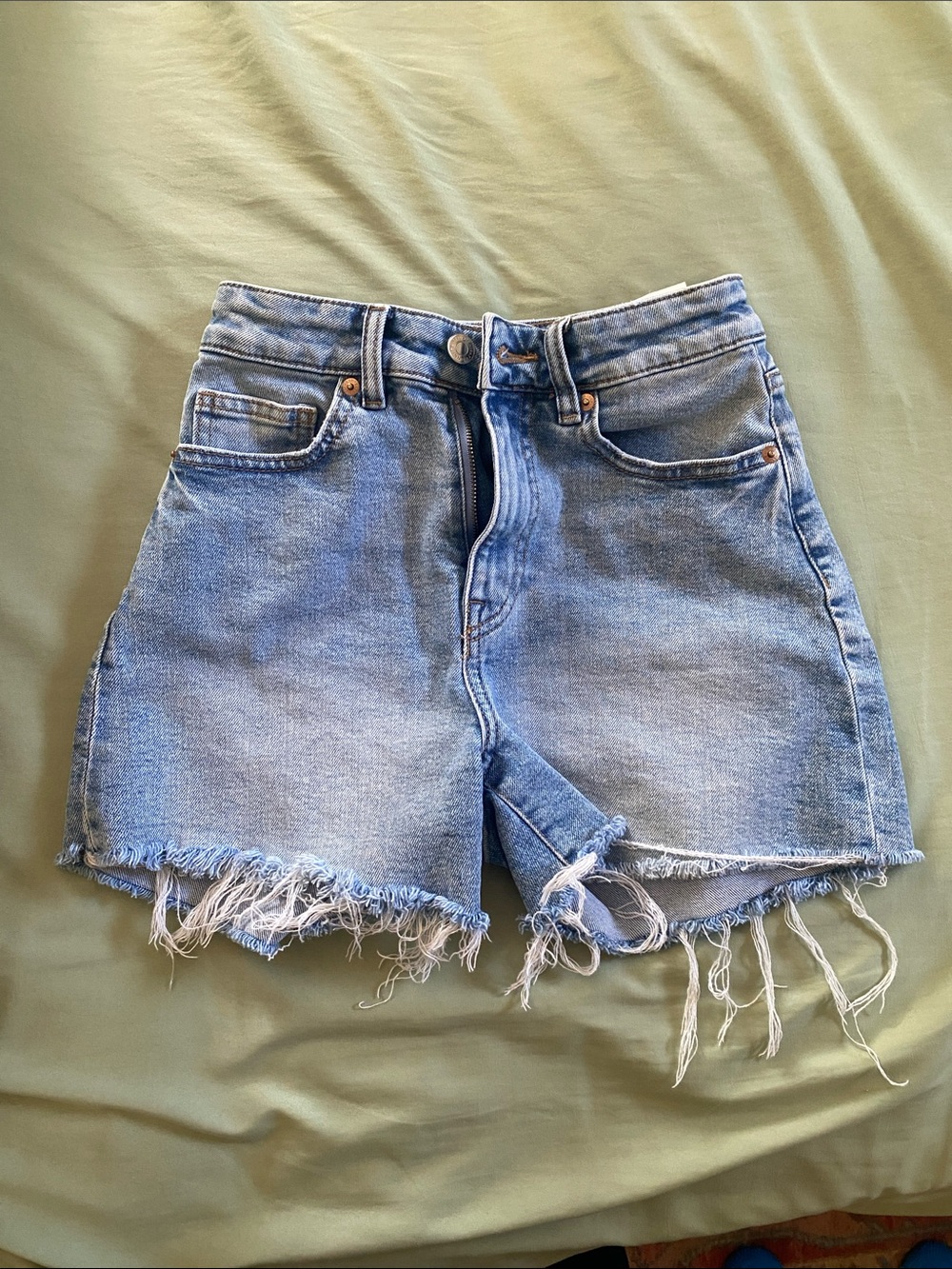 H&M Light Blue Distressed Denim Shorts